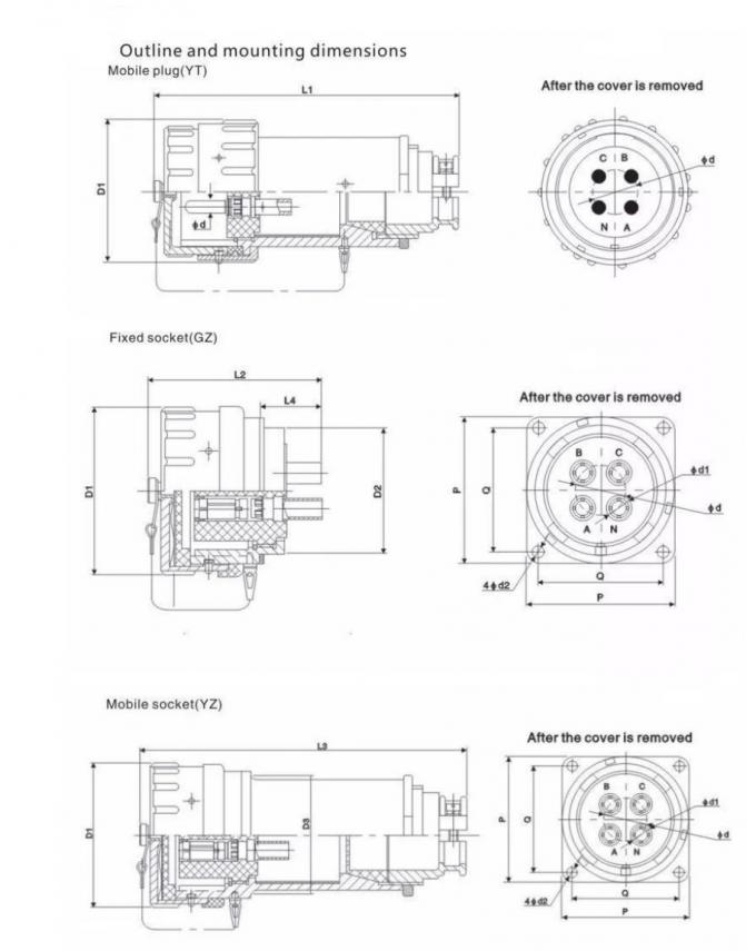Non Sparking Connector Drilling Rig Spare Parts 100AYT/GZ-5 Explosion Proof Plug Socket 1