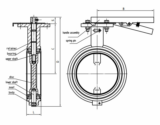 2 Inch Manifold Control Valve Ductile Iron Wafer Type Butterfly Valve DN50 - DN200 0