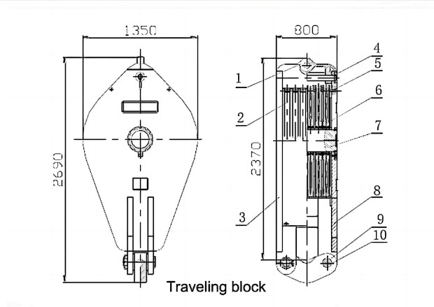 API Drilling Rig Spare Parts Oilfield Crane Hook Block For Oil Traveling Block 0