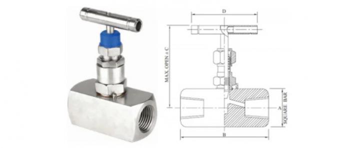 Stainless Steel Needle Valve 1/2" NPT Female Male Thread SS316L 10000PSI 0