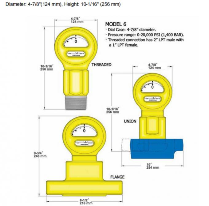 Mud Pump Pressure Gauge Drilling Instruments 6'' Flange Type Model F Range 6000PSI 2
